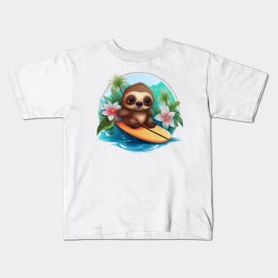 Surfing Baby Sloth Kids T-Shirt